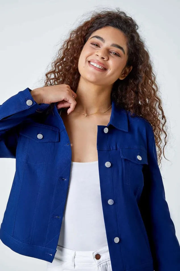 Women Midnight Blue Stretch Pocket Detail Jacket Roman Coords