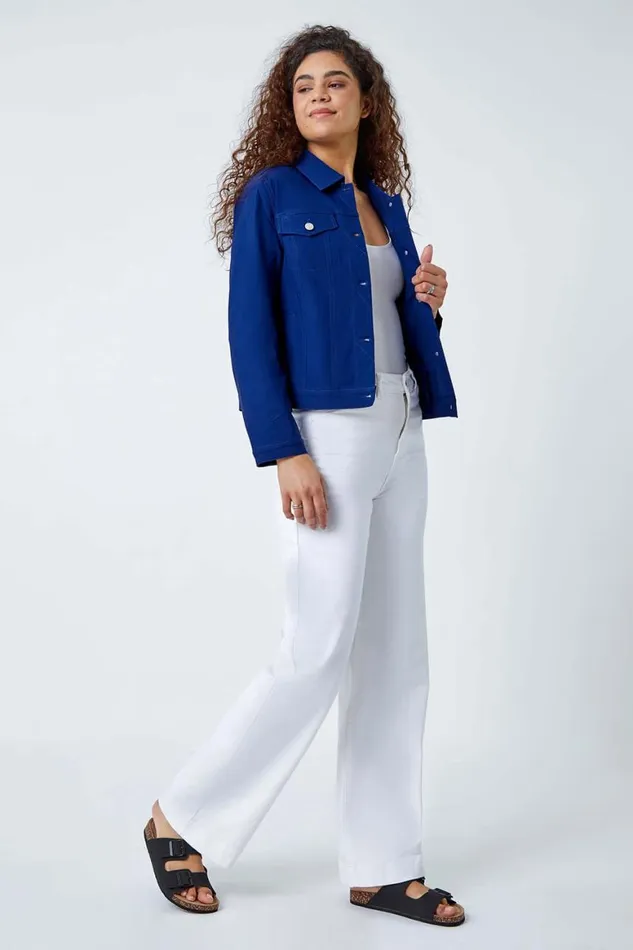 Women Midnight Blue Stretch Pocket Detail Jacket Roman Coords