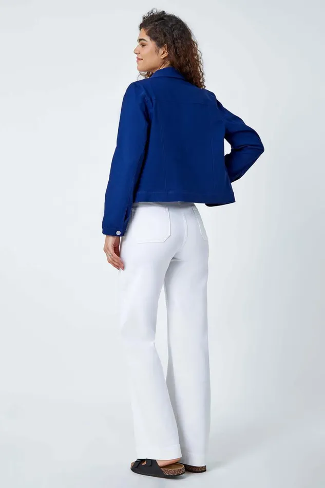 Women Midnight Blue Stretch Pocket Detail Jacket Roman Coords