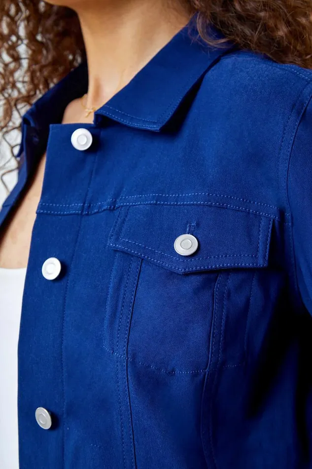Women Midnight Blue Stretch Pocket Detail Jacket Roman Coords