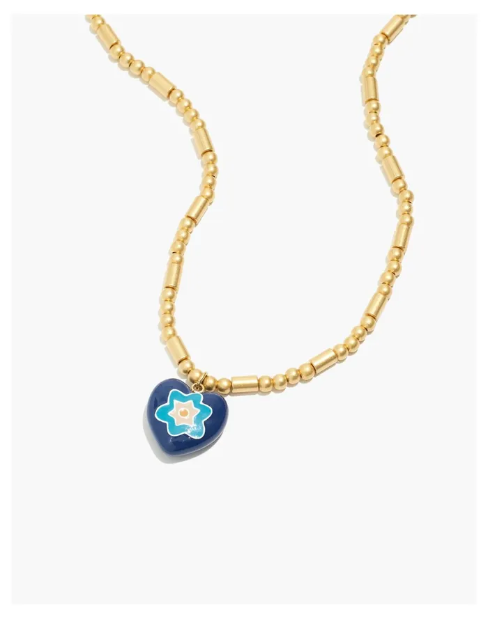Women Mosaic Heart Pendant Necklace Blue Moon Madewell Necklaces