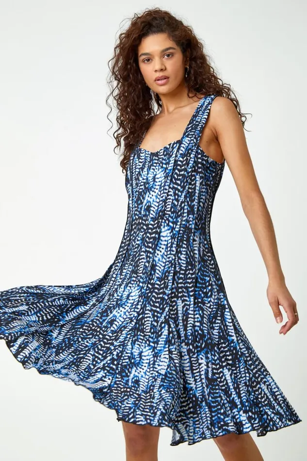 Women Multi Printed Panel Fit And Flare Dress Roman Dresses