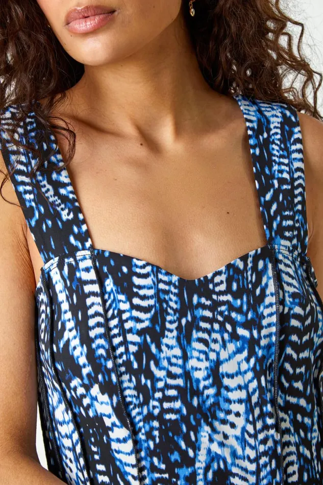Women Multi Printed Panel Fit And Flare Dress Roman Dresses