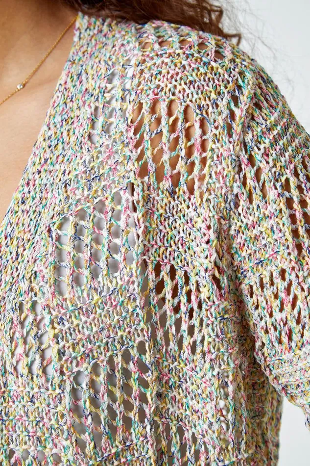Women Multi Tape Knit Cotton Blend Cardigan Roman Jackets