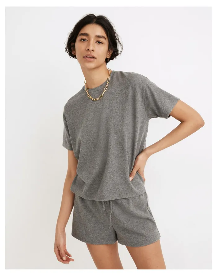 Women MWL Breeze Crewneck Boxy Tee Heather Zinc Madewell Pajamas
