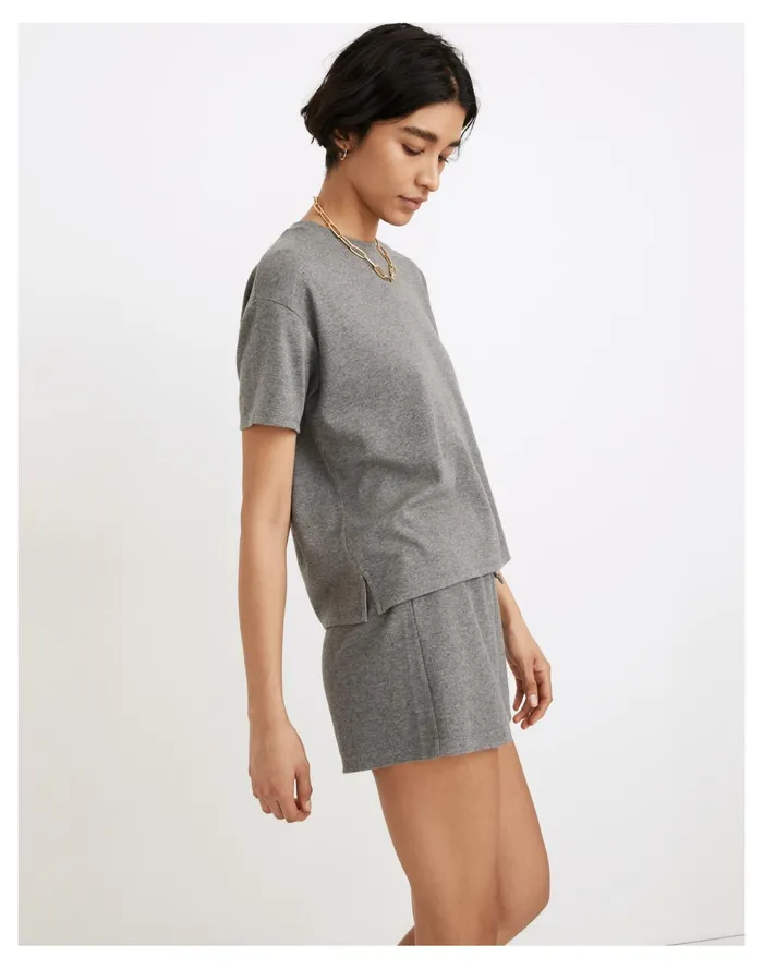 Women MWL Breeze Crewneck Boxy Tee Heather Zinc Madewell Pajamas Women MWL Breeze Crewneck Boxy Tee Heather Zinc Madewell Pajamas