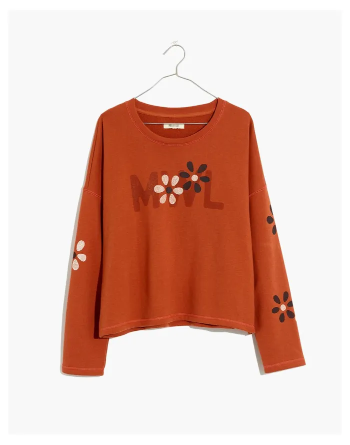 Women MWL Floral Easygoing Sweatshirt Afterglow Red Madewell MWL Athleisure Women MWL Floral Easygoing Sweatshirt Afterglow Red Madewell MWL Athleisure