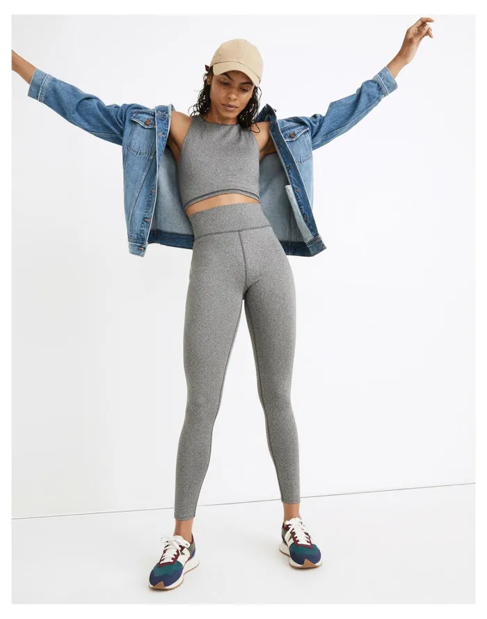 Women MWL Form High Rise 28034 Leggings In Heathered Charcoal Hthr Charcoal Madewell MWL Athleisure