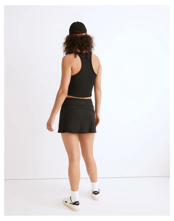 Women MWL Ribbed Split Neck Crop Tank True Black Madewell Activewear Women MWL Ribbed Split Neck Crop Tank True Black Madewell Activewear