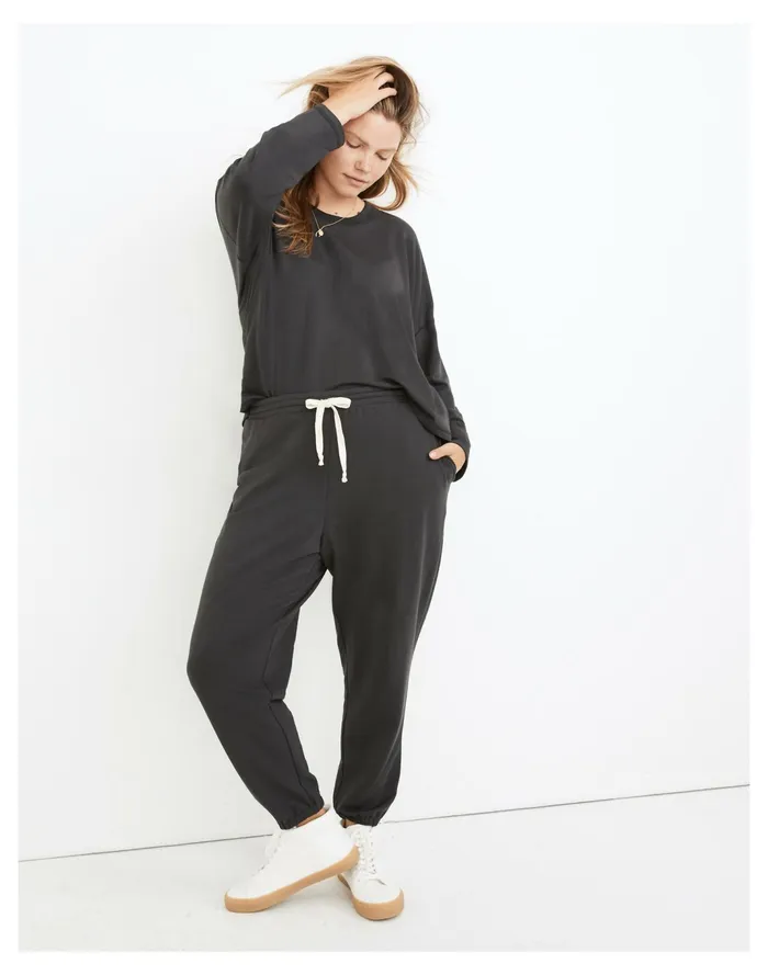 Women MWL Superbrushed Easygoing Sweatpants Black Coal Madewell MWL Athleisure