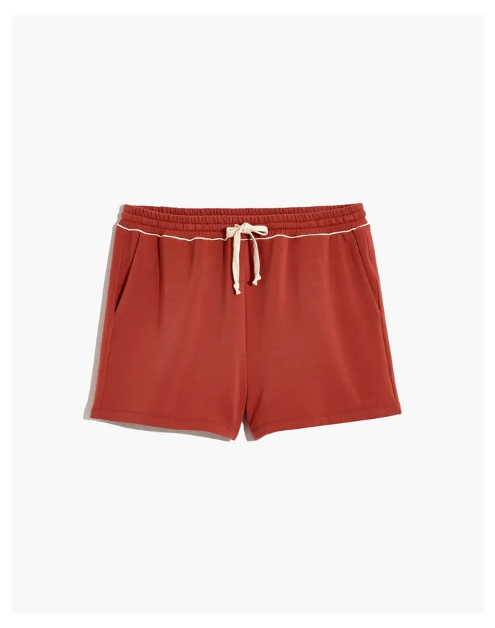 Women MWL Superbrushed Piped Easygoing Sweatshorts Weathered Brick Madewell Sweatshirts and Sweatpants