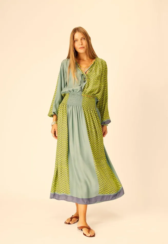 Women Natalie Martin Bottoms Bella Skirt Block Zigzag Lime