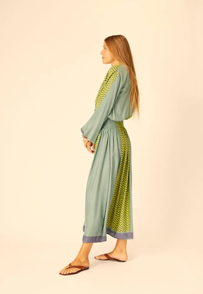 Women Natalie Martin Bottoms Bella Skirt Block Zigzag Lime