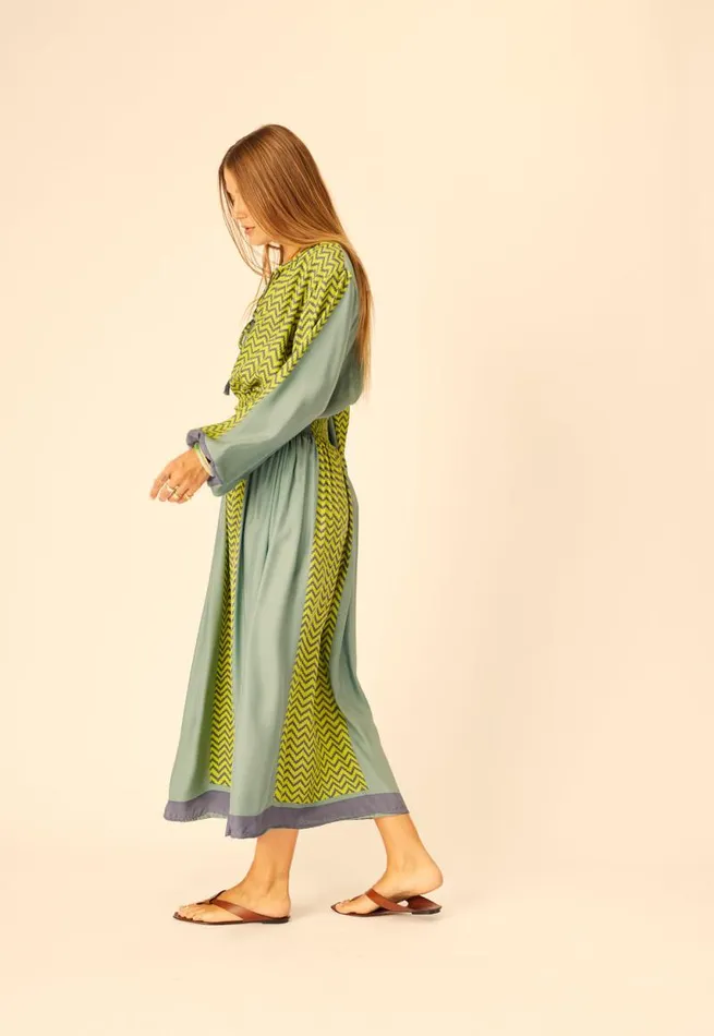 Women Natalie Martin Bottoms Bella Skirt Block Zigzag Lime