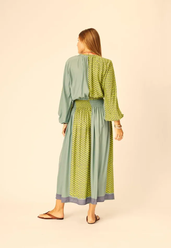 Women Natalie Martin Bottoms Bella Skirt Block Zigzag Lime