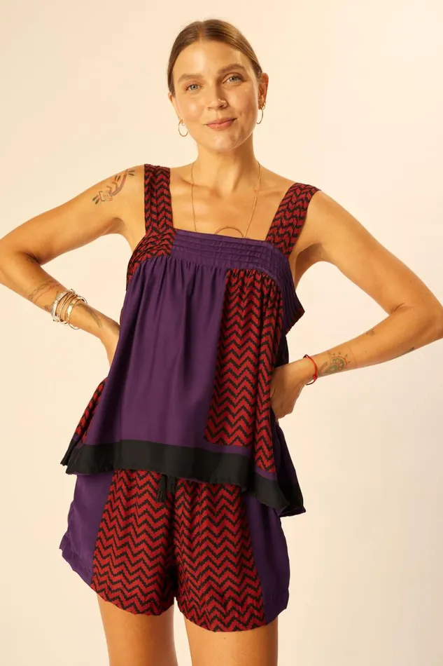 Women Natalie Martin Bottoms Jasper Short Block Zigzag Aubergine