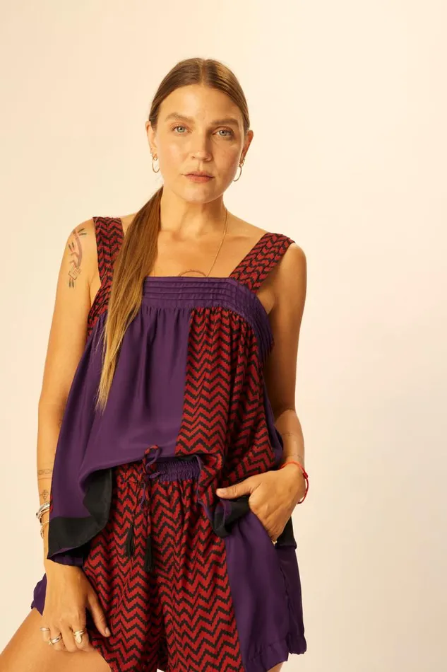 Women Natalie Martin Bottoms Jasper Short Block Zigzag Aubergine