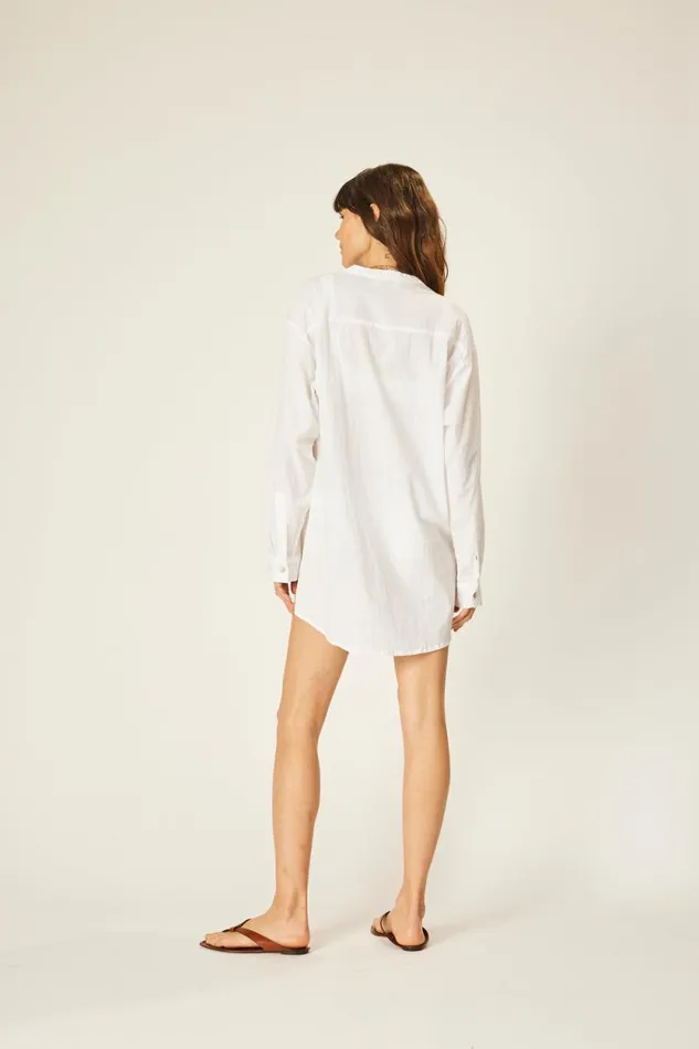 Women Natalie Martin Coverups Aprs Swim Shirt White Flat Cotton