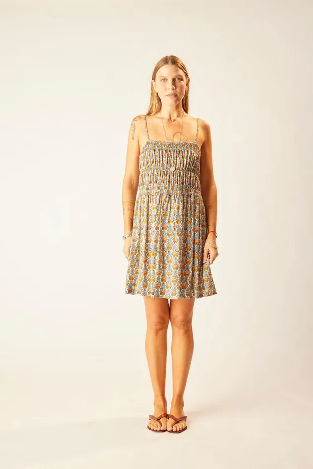 Women Natalie Martin Coverups Gina Short Dress Tulip Print French Blue