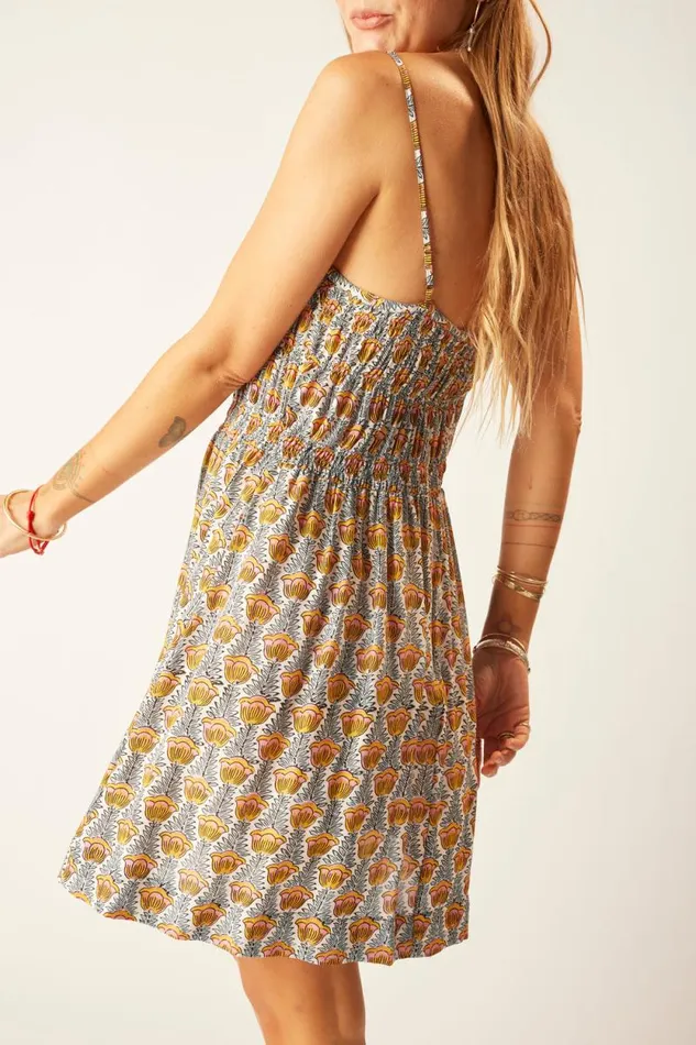 Women Natalie Martin Coverups Gina Short Dress Tulip Print French Blue