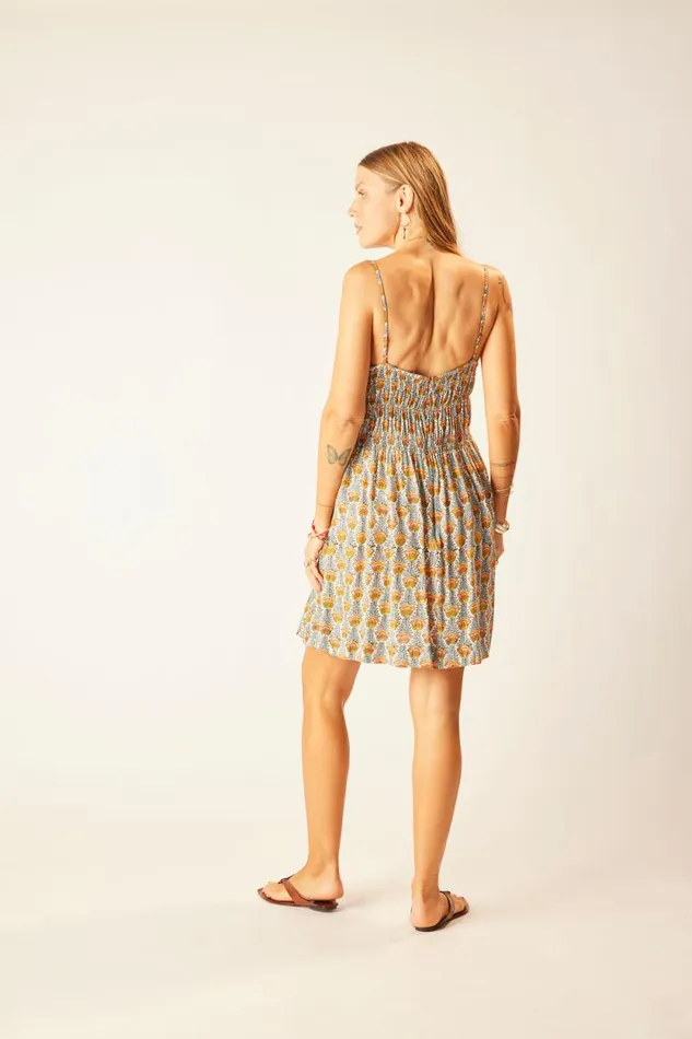 Women Natalie Martin Coverups Gina Short Dress Tulip Print French Blue