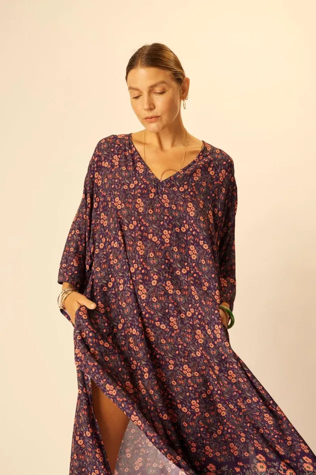 Women Natalie Martin Coverups Marin Dress With Sash Petite Fleur Aubergine