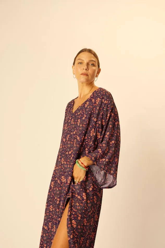 Women Natalie Martin Coverups Marin Dress With Sash Petite Fleur Aubergine