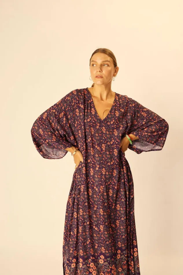 Women Natalie Martin Coverups Marin Dress With Sash Petite Fleur Aubergine