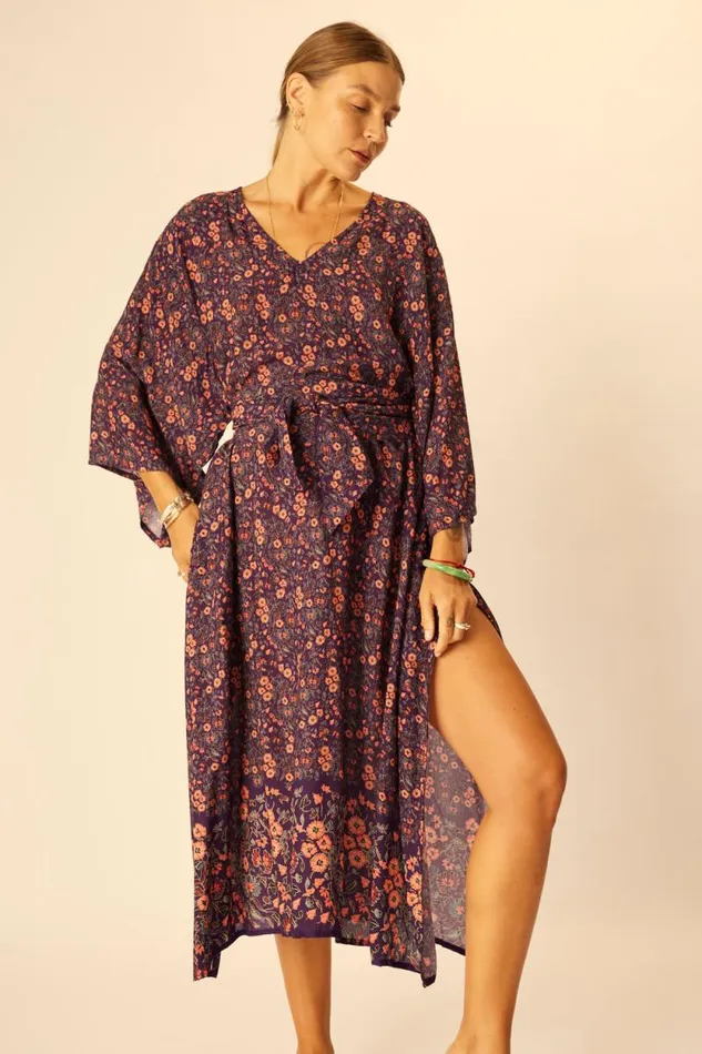 Women Natalie Martin Coverups Marin Dress With Sash Petite Fleur Aubergine