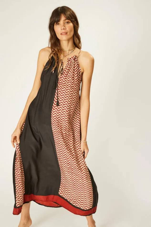 Women Natalie Martin Coverups Marlien Dress Block Zigzag Noire