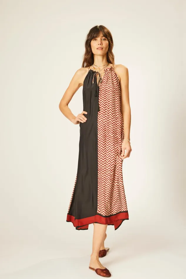 Women Natalie Martin Coverups Marlien Dress Block Zigzag Noire