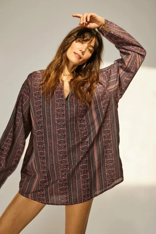 Women Natalie Martin Coverups Ryan Shirt Paisley Stripe Heather
