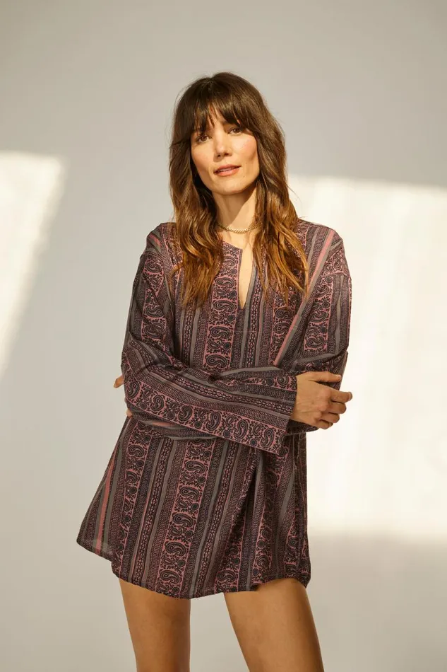 Women Natalie Martin Coverups Ryan Shirt Paisley Stripe Heather