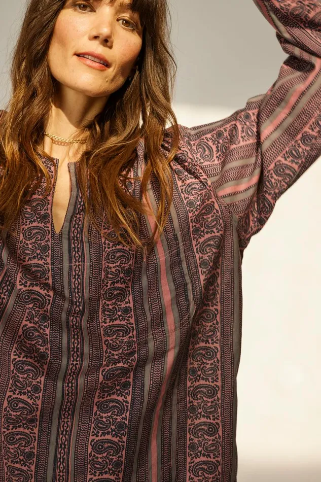 Women Natalie Martin Coverups Ryan Shirt Paisley Stripe Heather