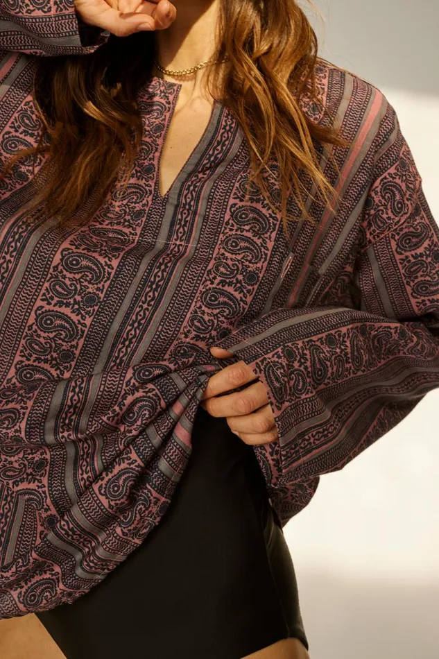 Women Natalie Martin Coverups Ryan Shirt Paisley Stripe Heather