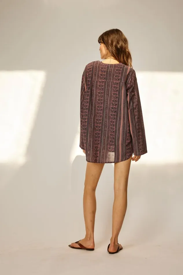 Women Natalie Martin Coverups Ryan Shirt Paisley Stripe Heather