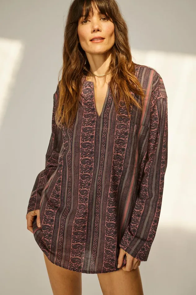 Women Natalie Martin Coverups Ryan Shirt Paisley Stripe Heather