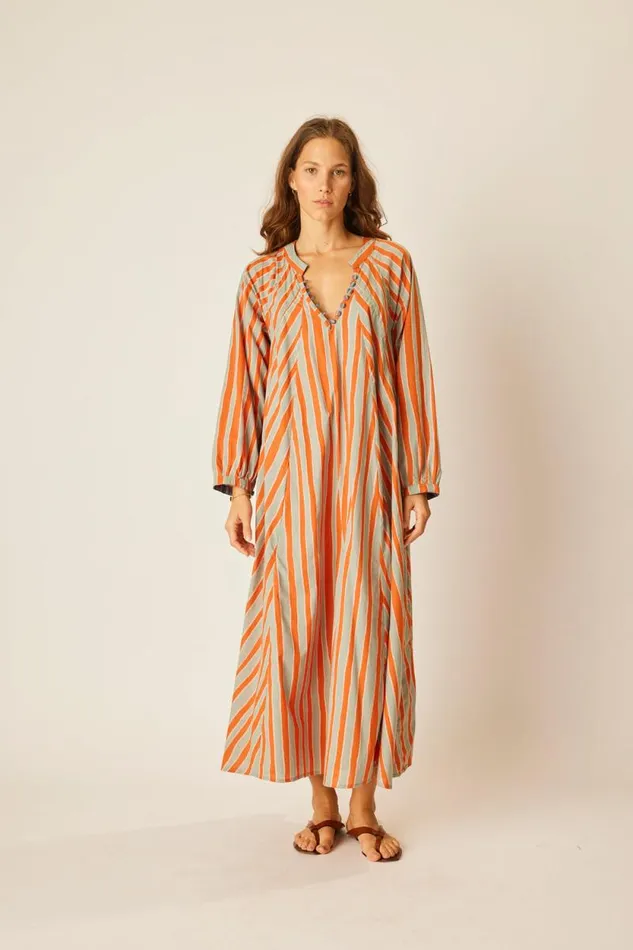 Women Natalie Martin Dresses Fiore Maxi Batik Stripe Sage