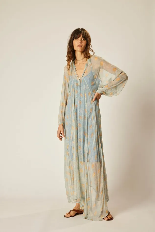 Women Natalie Martin Dresses Fiore Maxi Snowflake Tangerine