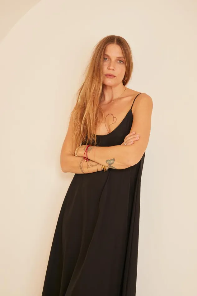 Women Natalie Martin Dresses Heather Maxi Black Silk