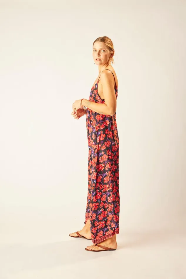 Women Natalie Martin Dresses Heather Maxi Silk Watercolor Print Onyx