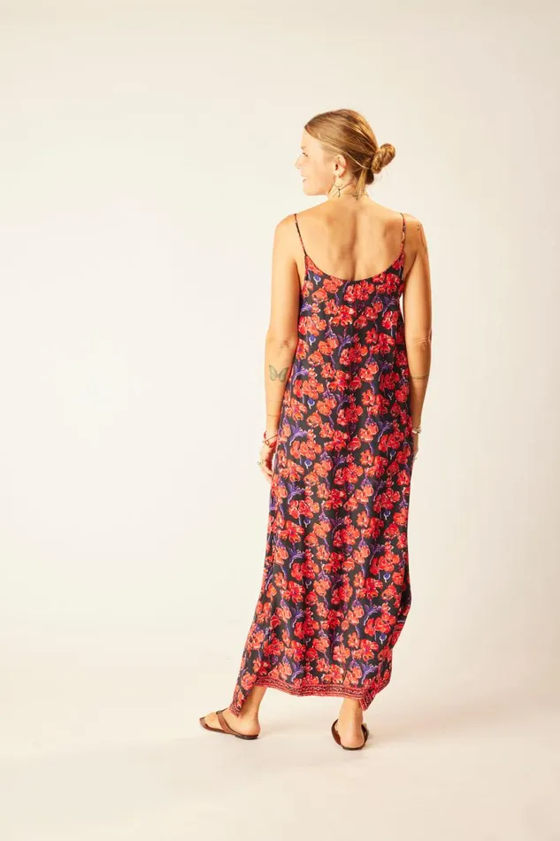 Women Natalie Martin Dresses Heather Maxi Silk Watercolor Print Onyx