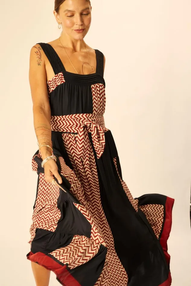 Women Natalie Martin Dresses Jasmine Maxi Block Zigzag Noire