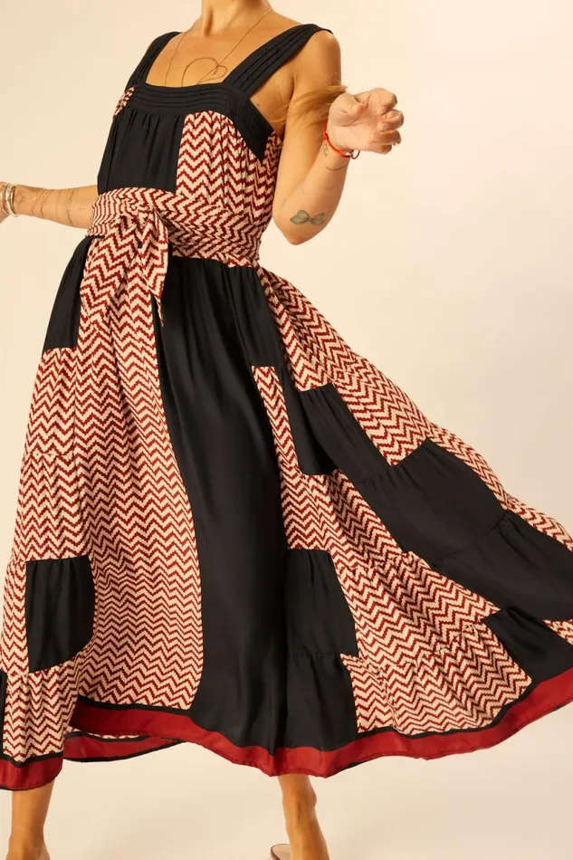 Women Natalie Martin Dresses Jasmine Maxi Block Zigzag Noire