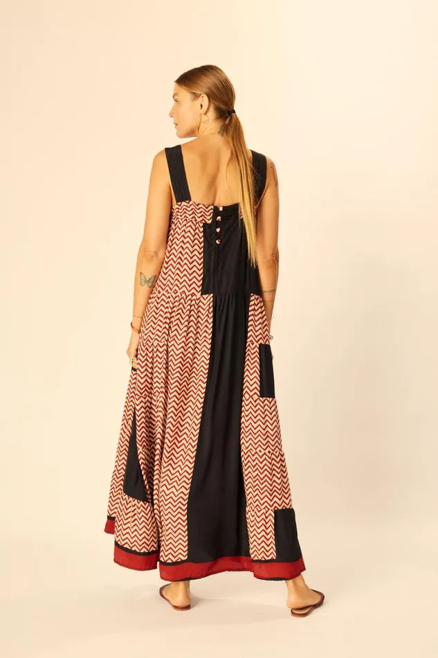 Women Natalie Martin Dresses Jasmine Maxi Block Zigzag Noire