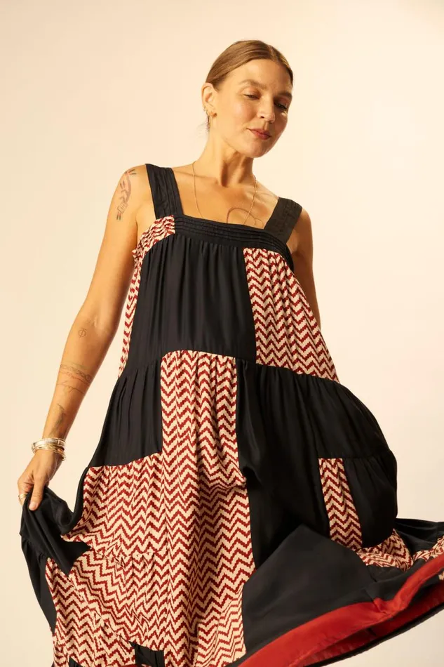 Women Natalie Martin Dresses Jasmine Maxi Block Zigzag Noire