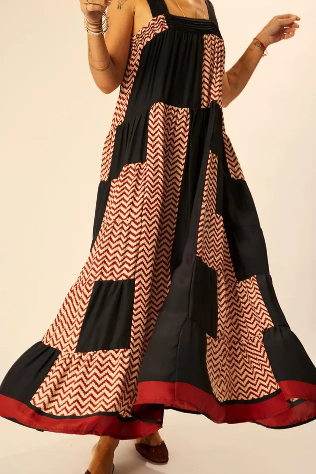 Women Natalie Martin Dresses Jasmine Maxi Block Zigzag Noire