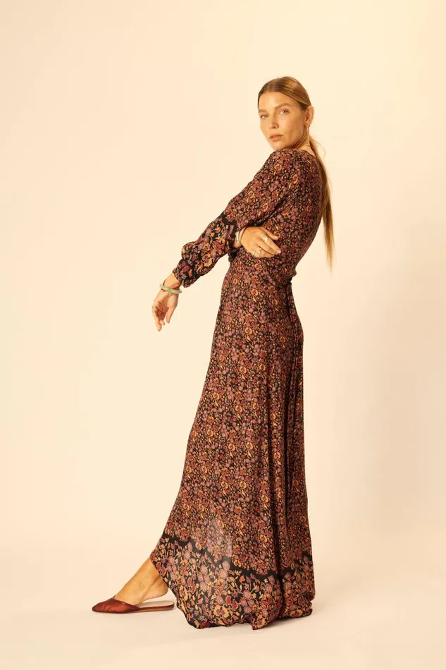 Women Natalie Martin Dresses Kate Long Sleeve Maxi Petite Fleur Noire