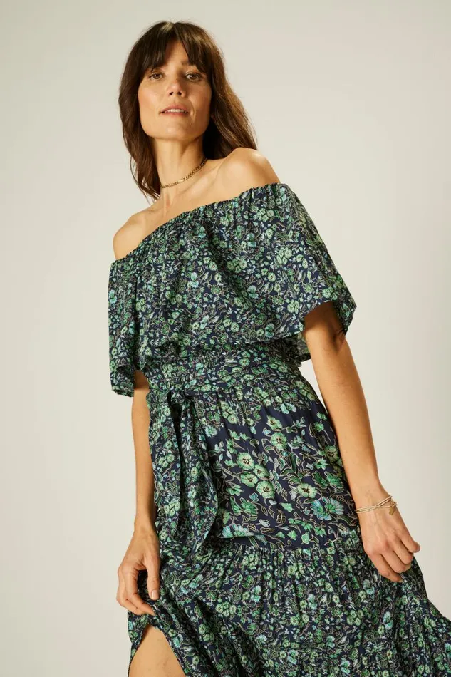 Women Natalie Martin Dresses Naomi Dress With Sash Petite Fleur Marine