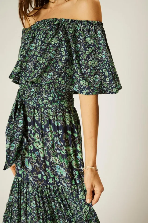 Women Natalie Martin Dresses Naomi Dress With Sash Petite Fleur Marine